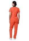 Adar Women's Mock Wrap Top/Cargo Pant Scrub Set - Lavender - Mandarin Orange - Navy
