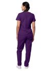 Adar Women's Mock Wrap Top/Cargo Pant Scrub Set - Purple -Royal Blue - Sherbet