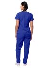 Adar Women's Mock Wrap Top/Cargo Pant Scrub Set - Purple -Royal Blue - Sherbet