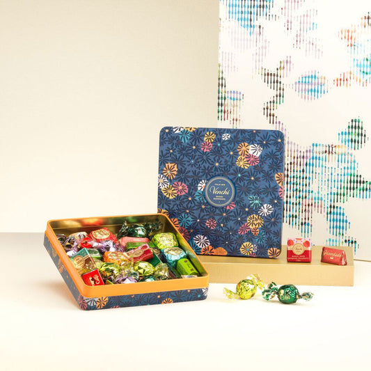 Venchi Blue Murrine Tin with Assorted Chocolates 14.77 oz