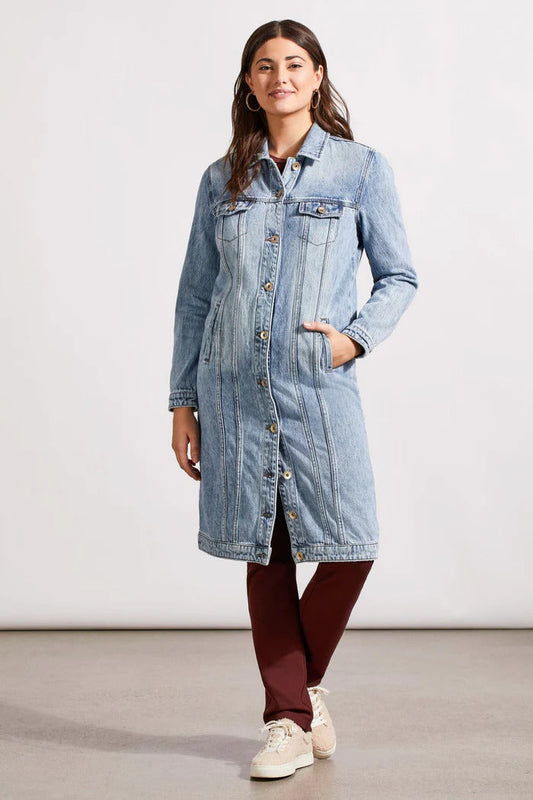 Tribal Women's Cotton Denim Duster With Pockets