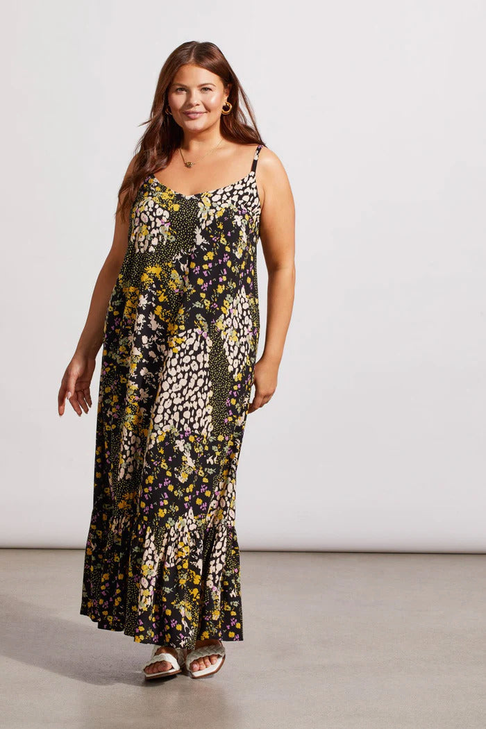 Tribal Women's Printed Maxi Dress With Bottom Frill