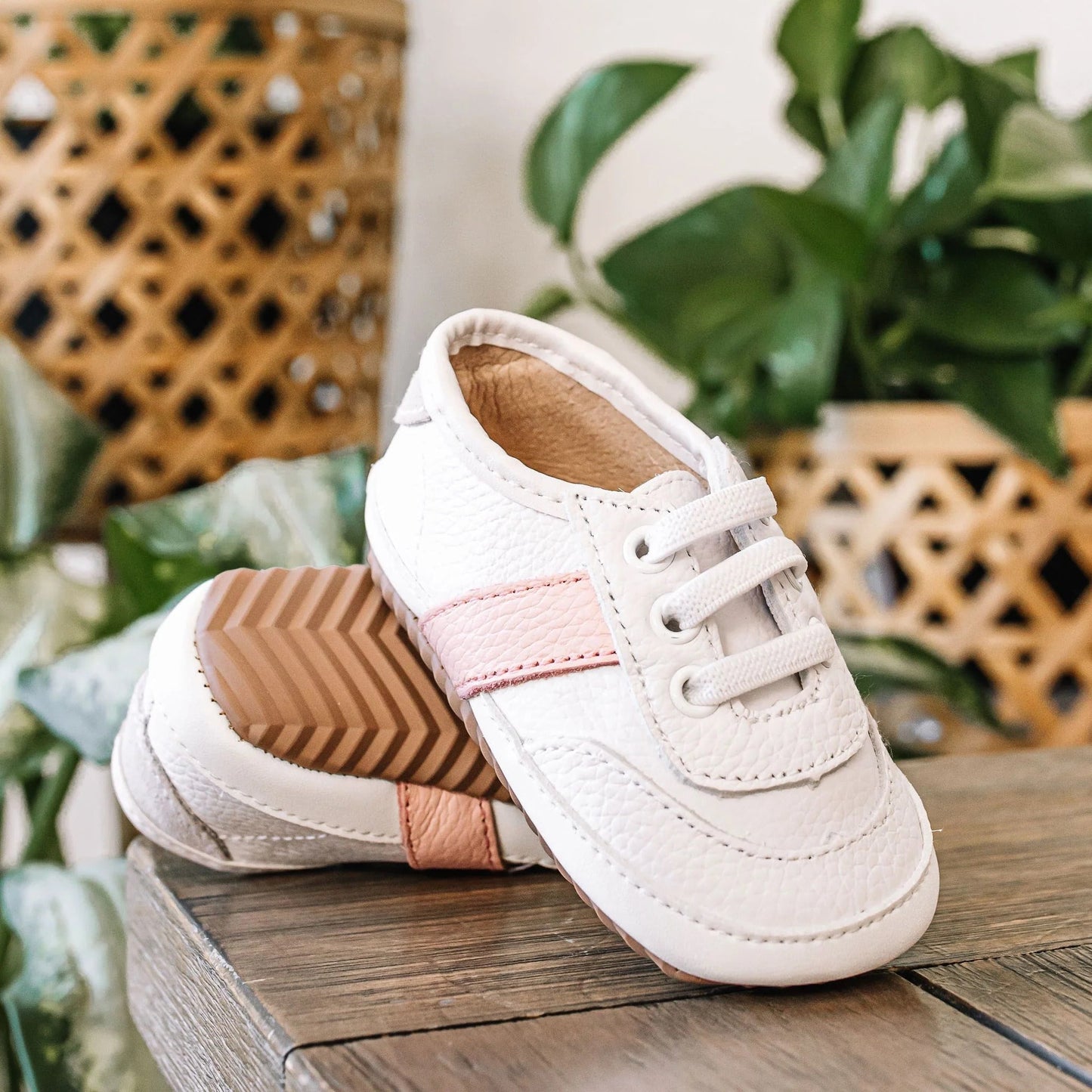 Little Love Bug Co. White and Pink Love Bug Sneaker