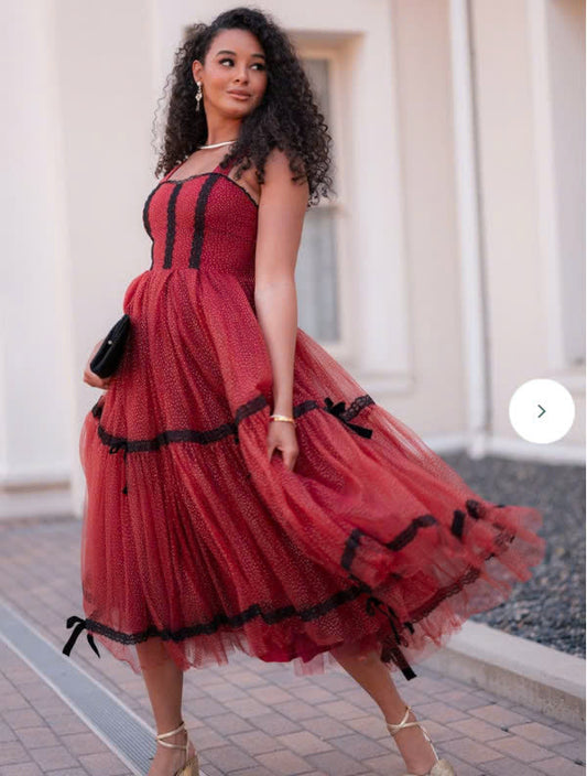 JessaKae Audrey Dress - Glittering Garnet
